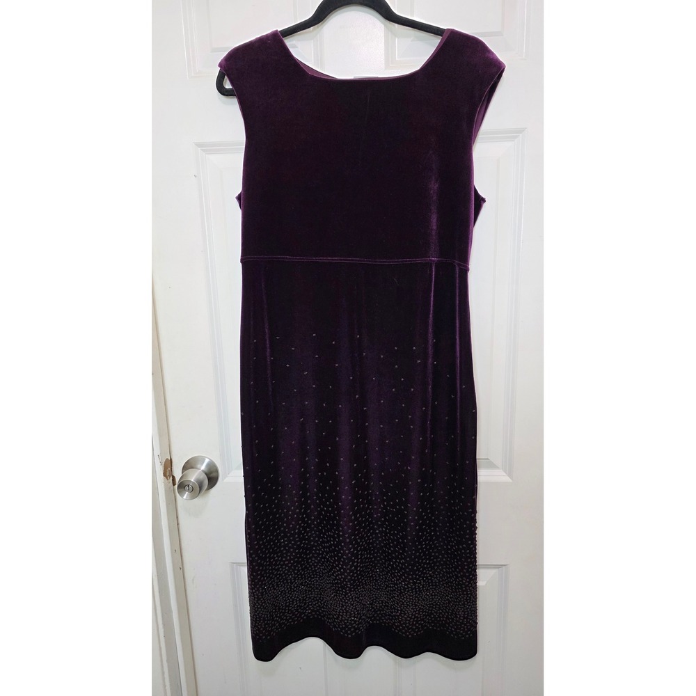 VTG Rabbit Rabbit Designs Y2K Velvet Dress Womens 14M Purple Beaded‎ Empire Wais